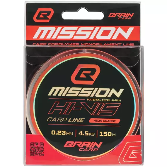 Волосінь Brain Mission Carp Line (Neon Orange) 150m 0.23mm 4.5kg, фото , изображение 2